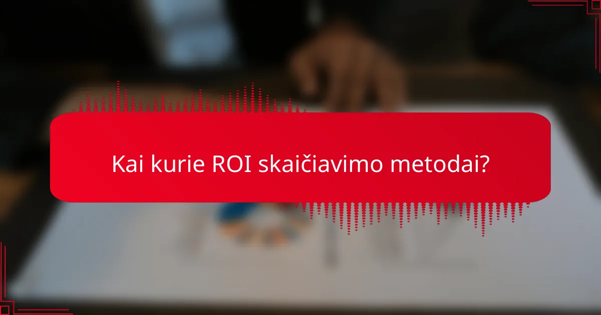 Kai kurie ROI skaičiavimo metodai?